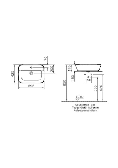 VitrA Geo 7426B083-0001 Dikdörtgen Çanak Lavabo. 60 CM. Mat Siyah