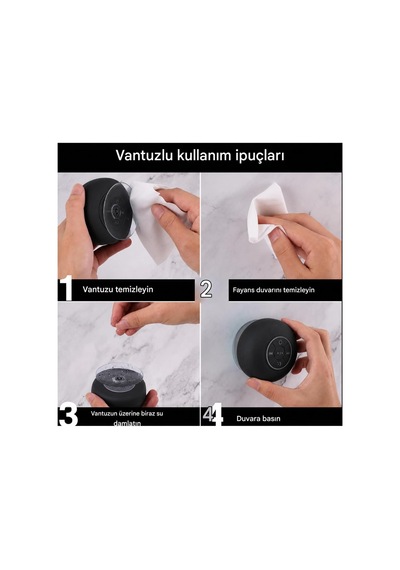 Su Geçirmez Bluetooth Hoparlör Vantuzlu Havuzda Yağmurlu Havalarda Ipx4 3w Kaliteli Ses Banyo Duş Hoparlörü S56 Siyah