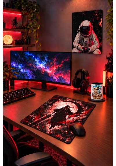Gamer Set - 30x40 Dekoratif Metal Tablo - 50x40 Özel Tasarım Gaming Mouse Pad Ve Özel Tasarım Kupa 3'lü Oyuncu Odası Hediye Seti