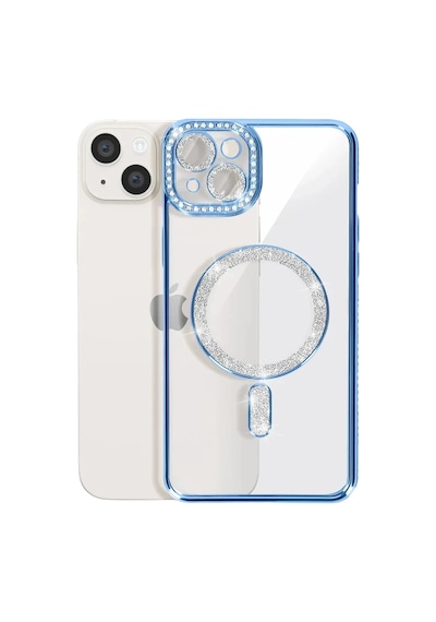 İphone 15 Kılıf Joke Simli Magneticsafe Kılıf - Mavi