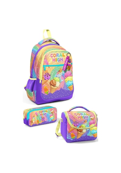 Coral High Kids Milka Dondurma Desenli 3 Lü Okul Çanta Seti Set0133254 Çok Renkli