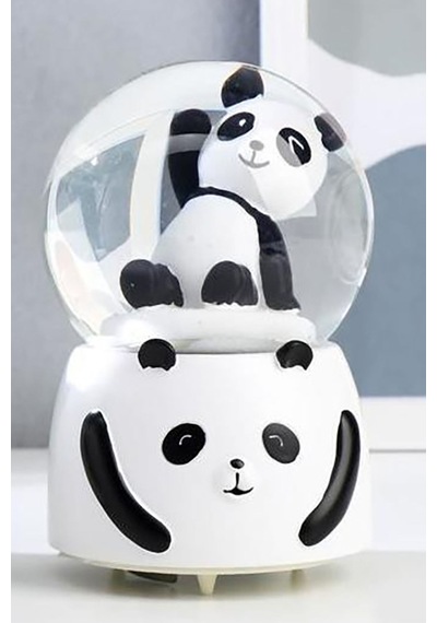 3d Sevimli Panda Orta Boy Işıklı Panda Temalı Kar Küresi Işıklı Panda Temalı Kar Küresi