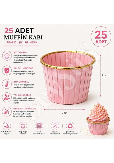 Muffin Kalıbı 25li Pembe
