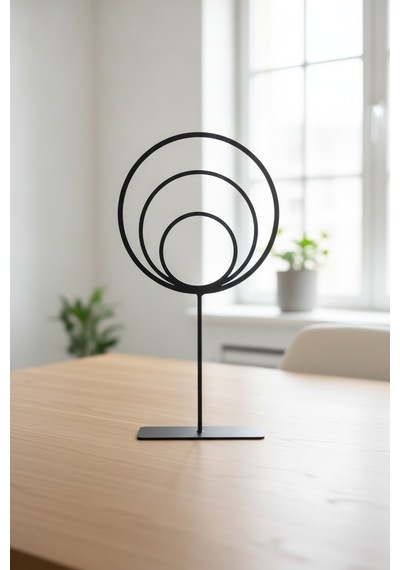 Soyut Tasarım Daireler Metal Dekoratif Obje 18 Cm Ev Dekorasyon Objesi