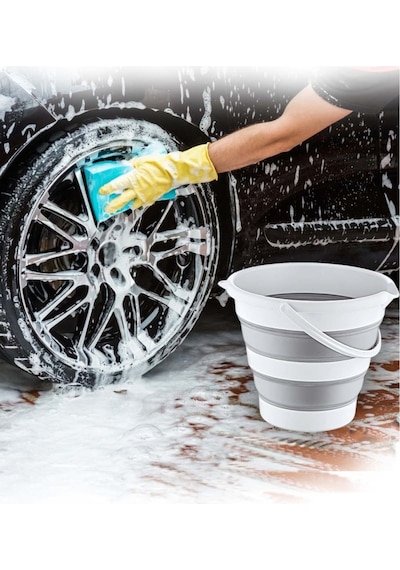 Pratik Katlanabilir 6lt Akordiyon Kovası, Pratik Katlanabilir Banyo Araba Yıkama Su Kovası 6 Lt Renkli