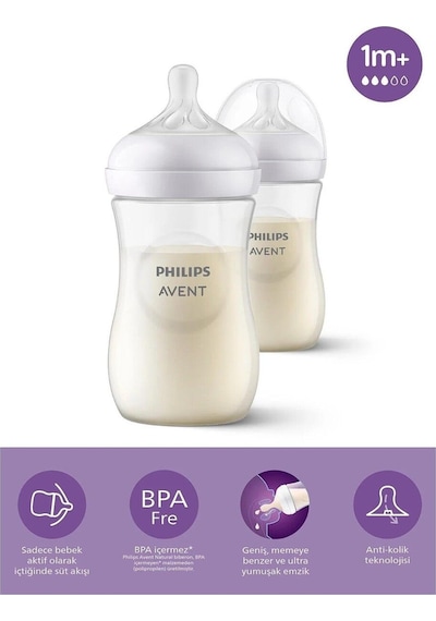 Avent Natural Response Doğal Tepkili Pp 2'li Biberon Seti 1 Ay 260 Ml