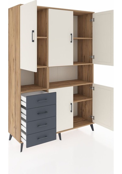 Hyperion Dolap 7 Raflı 4 Çekmeceli 5 Kapaklı 132x44x195 Çam-aytaşı/antrasit Aytası/antrasıt Hyperion Dolap 7 Raflı 4 Çekmeceli 5 Kapaklı 132x44x195 Çam-aytaşı/antrasit Aytası/antrasıt