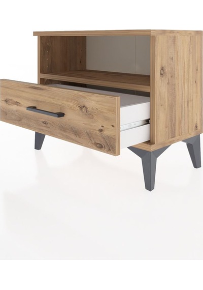 Arges Komodin Tek Raflı Tek Çekmeceli 60x30x48 Çam-çam Çam