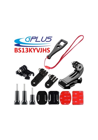 Gplus Bs13kyvjhs 13 Parça Oval Eğimli Yüzey Ve Flat Düz Zemin Hızlı Tak J-hook 3 Yollu Aksiyon Kamera Uyumlu 3m Yapışkan Motor Kask Bağlantı Seti Siyah