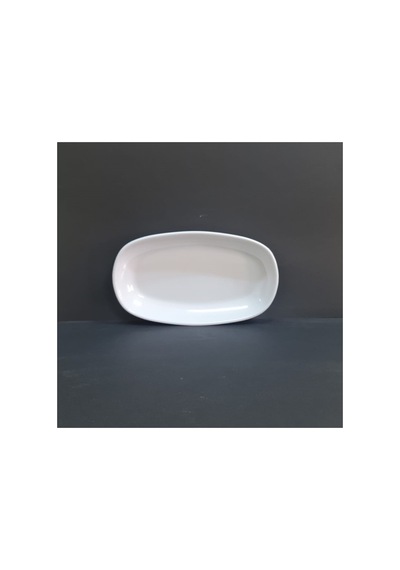 %100 Kırılmaz 4 Adet Melamin Oval Kayık Tabak 24x14 Cm - Beyaz Salata Meze Sos Tabağı Beyaz