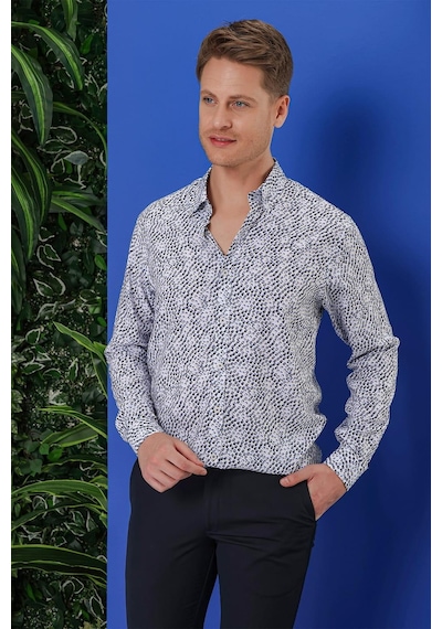 Efor G 1539 Slim Fit Beyaz Klasik Gömlek Beyaz