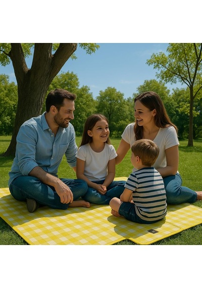 Pinterest Piknik Örtüsü 160x150 Cm Su Geçirmez Çift Katlı Kamp Ve Plaj Örtüsü Sarı Çok Renkli