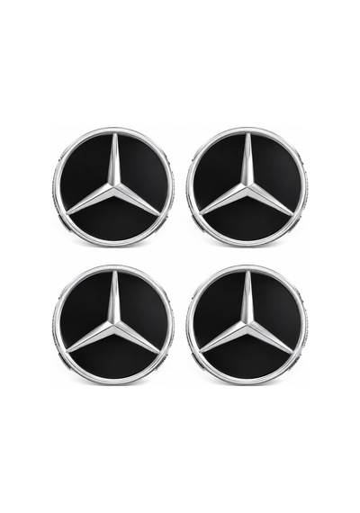 Mercedes Jant Göbeği Göbek Kapağı 4 Adet Siyah Jant Orta Kapak