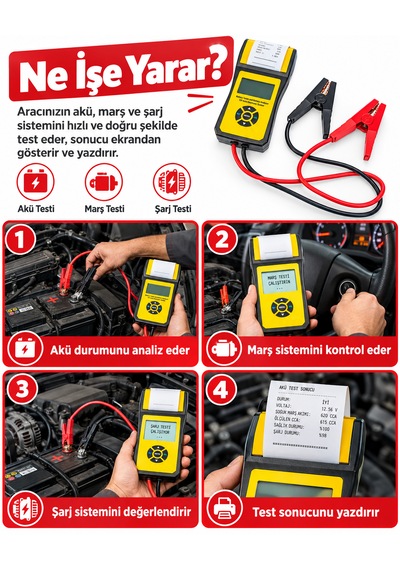 Dorf Tools 100-2000 Cca Yazıcılı Akü Test Cihazı Ve Analiz Cihazı