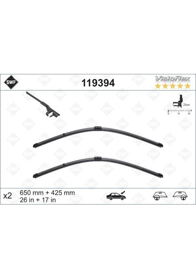Valeo 119394 Silecek Süpürgesi Ön Takım Ford Focus 04 Ölçüleri: 430 / 650 Mm Gm5j S17528 Ba-4m51 S17528 Aa 1 Takım