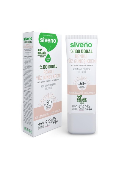 %100 Doğal Yüz Güneş Kremi Renkli Ton Eşitleyici Leke Karşıtı Uva Uvb Spf 50+ 30 Ml