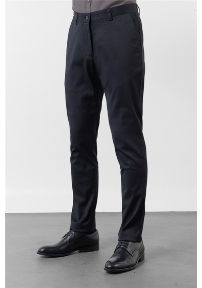 İmza Siyah Yan Cep Düz Paça Armürlü Slim Fit Pamuklu Chino Pantolon 1003260165