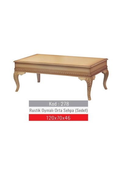 Masifart Rustik Orta Sehpa Oymalı Krem Patine