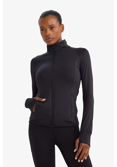 Defacto Fitted Ultra Soft Fermuarlı Hırka B3985AX25AU Siyah