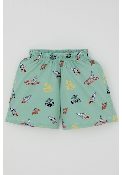 Breeze Erkek Bebek Şortlu Pijama Takımı Galaksi Macerası Temalı 9 Ay-3 Yaş, Su Yeşili