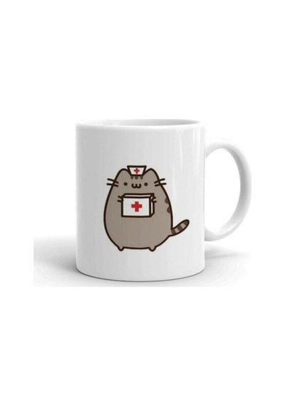 Hemşire Pusheen Baskılı Kupa Bardak Beyaz