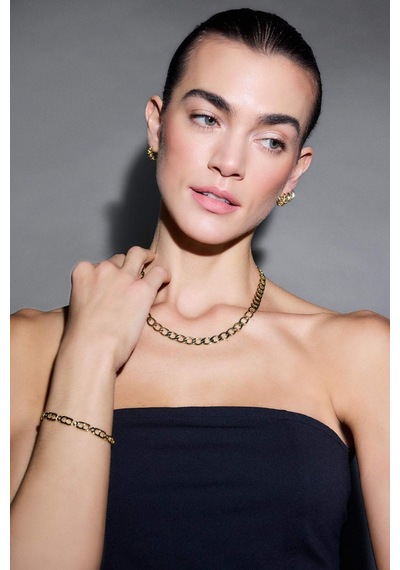 Defacto Reis X DeFacto Zincir Desenli Gold Kolye G2678AXNS