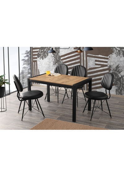 Lato Masa, Metax Sandalye, Dışbudak, 120x75 Açık Ceviz