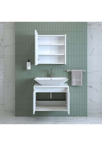 Banos Banyo Roomart Tm7.2 Lavabolu Mat Beyaz Mdf 65 Cm Banyo Dola Mat Beyaz
