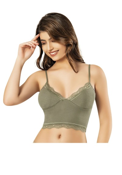 Lusistore Crop Bluz Takım Askılı Dantelli Pedli Büstiyer Bralet %95 Pamuk Pembe