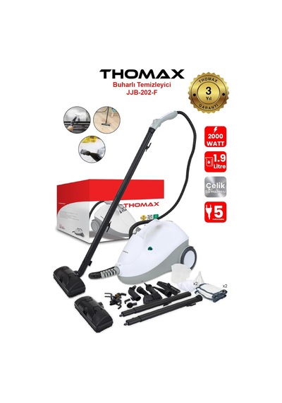 Çok Fonksiyonlu Buharlı Temizleyici Buharlı Temizlik 2000 Watt 1.9lt Tek Renk