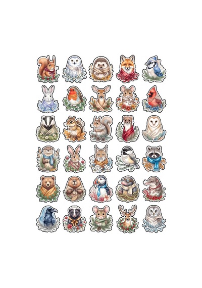 Yılbaşı Kış Estetik Sticker Seti 150 Adet - 5'li Mega Paket - Laptop Defter Ajanda Etiketi Çok Renkli