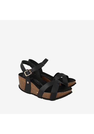 Black Sandalet Kadın G106778 Genuins Cannes Embossed Leather Dark siyah