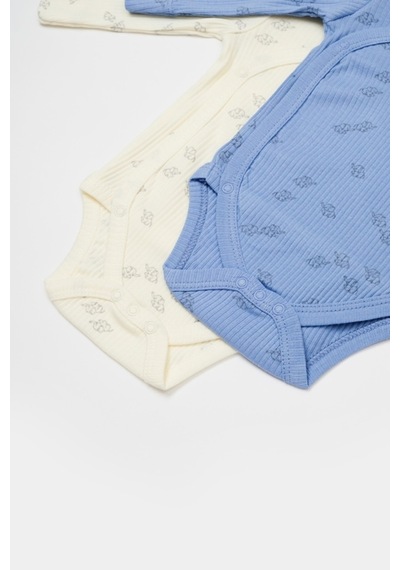BabyCosy Organik Modal Fil Baskılı 2 Li Kruvaze Uzun Kollu Badi Csym11318 001