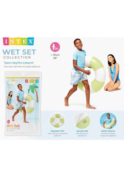 Intex Wet Set Collection 91 Cm Şişme Deniz Simidi Yeşil/beyaz Çocuk Ve Yetişkin Yüzme Simidi