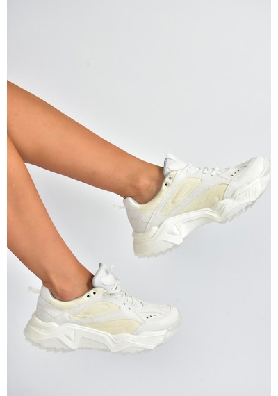 Fox Shoes V312611809 Beyaz Kalın Tabanlı Spor Ayakkabı Sneakers Beyaz-suni Deri