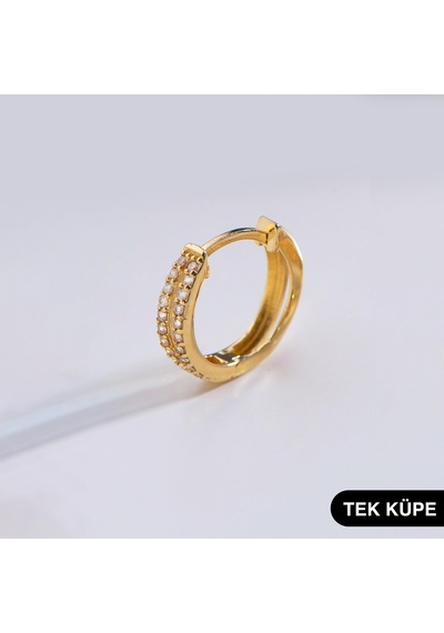 14 Ayar Taşlı Tek Halka Altın Küpe 0,91 Gr-6315