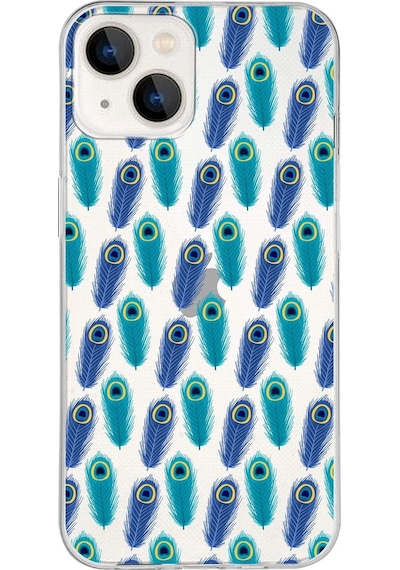 Apple Uyumlu iPhone 13 İle 1mm Slim Fit Nazar Boncuğu 4 Baskılı Şeffaf Kılıf