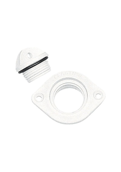Drain Socket W/Plug. Oval W/2 Holes. 48X36Mm. White