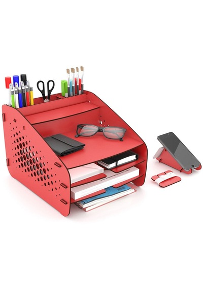 Fxm Hexa A4 Evrak Rafı Masaüstü Organizer Düzenleyici Kırmızı - 36161892 Kırmızı