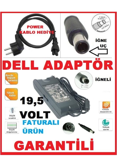 Dell Laptop Notebook Dizüstü Bilgisayar Uyumlu Iğne Uç Şarj Aleti