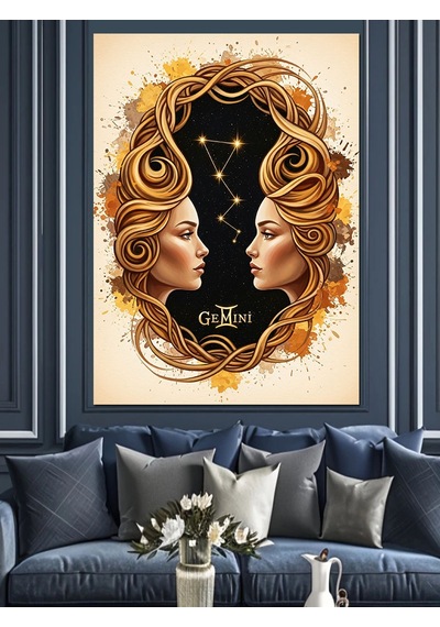 Ahşap Tablo İkizler Burcu Kadın Yüzleri