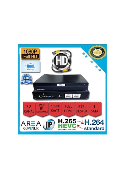 32 Kanal Ip Tek Hdd Li 1080P Nvr Yüksek Çözünürüklü