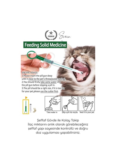 Evcilhayvan Petshop Kedi Köpek Tablet Şırınga Hap Yutturma Aparatı Evcil Hayvan İlaç Verme Enjektör