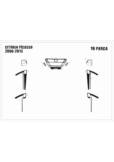 Citroen C4 Picasso Torpido Kaplama 2006 19 Parça Piano Black