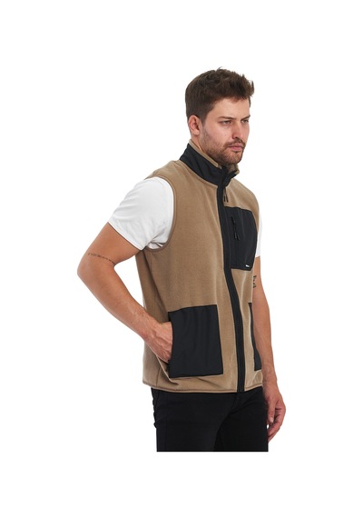 Adams Erkek Polar Kolsuz Çift Renk Yelek 3 Cepli Comfort Fit Kahverengi