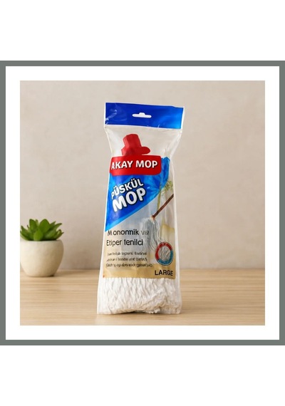 Bezos Pamuklu Püsküllü Mop Başlığı 23cm Orta-large Klasik Sap Mmbz