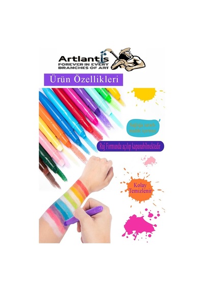 Yüz Boyası 6 Renk 1 Paket Face Paint Çevirmeli Yüz Kalemi Kolay Temizlenen Canlı Renkler Çok Renkli
