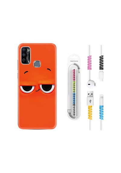 Infinix Hot 9 Play Kılıf Kablo Koruyuculu Orange 1830