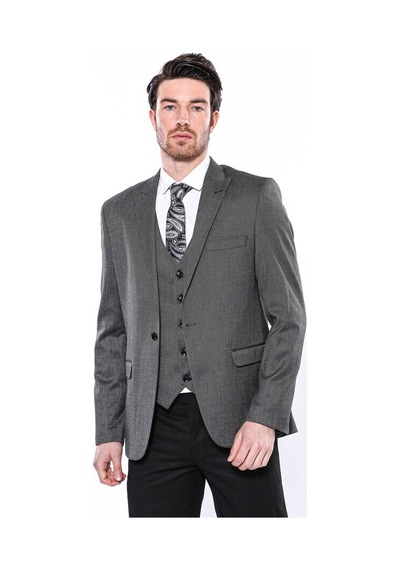 Wessi Kendinden Desenli Slim Fit Füme Erkek Ceket 001