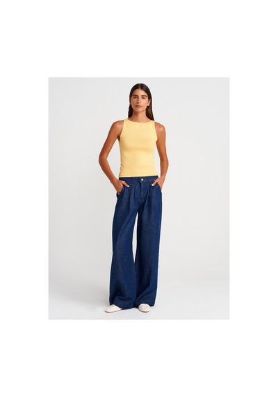 Dilvin 21048 Halter Yaka Top-sarı Lacivert